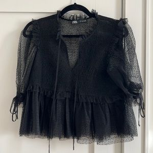Zara Black Organza Blouse